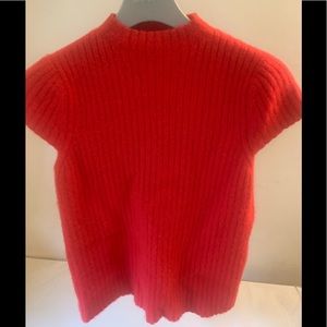 Bloomingdale’s AQUA Cashmere Rib Knit Cap Sleeve Sweater Size Medium in Red
